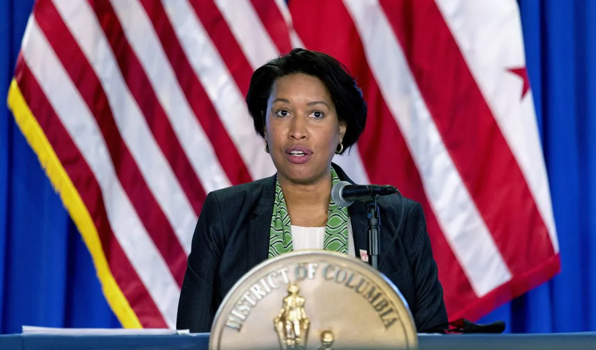 Washington Mayor Muriel Bowser speaks at a news conference in Washington, on March 15, 2021. (Andrew Harnik/AP Photo)