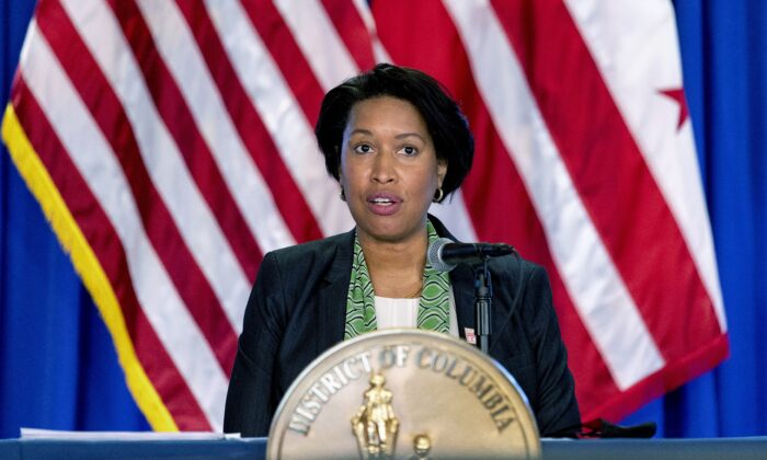Washington Mayor Muriel Bowser speaks at a news conference in Washington, on March 15, 2021. (Andrew Harnik/AP Photo)