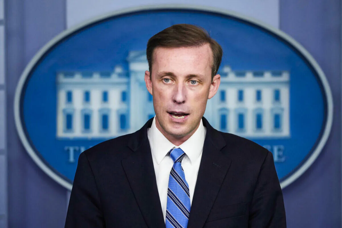 White House national security adviser Jake Sullivan speaks during the daily press briefing at the White House in Washington on Aug. 23, 2021. (Drew Angerer /Getty Images)