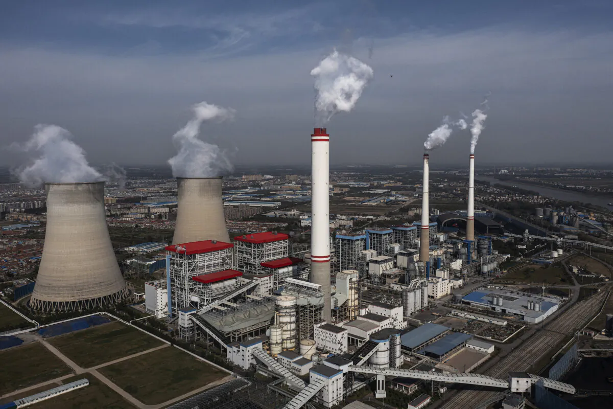An aerial view of the coal fired power plant on Nov. 11, 2021 in Hanchuan, Hubei province, China. (Getty Images)