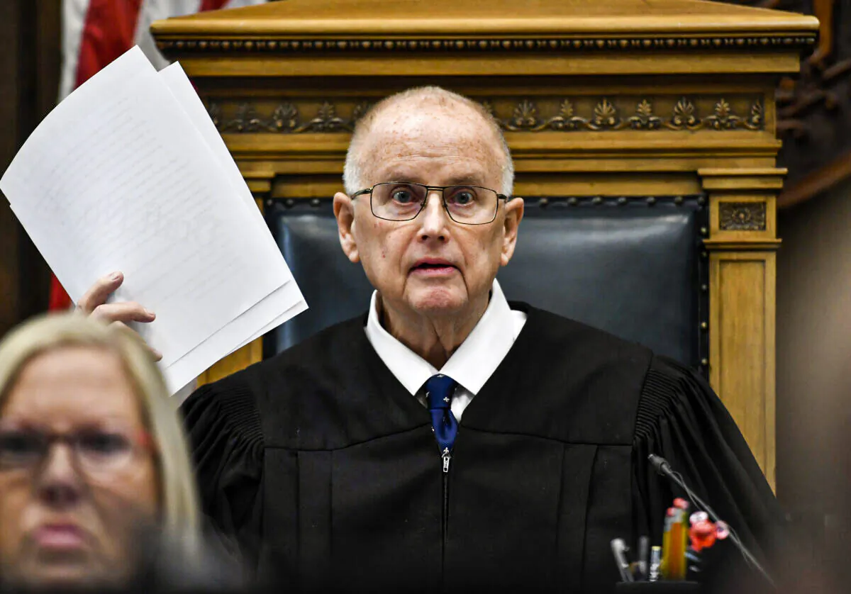 Judge Bruce Schroeder speaks to issues on jury instruction during Kyle Rittenhouse's trial at the Kenosha County Courthouse in Kenosha, Wis., on Nov. 15, 2021. (Sean Krajacic/The Kenosha News via AP, Pool)