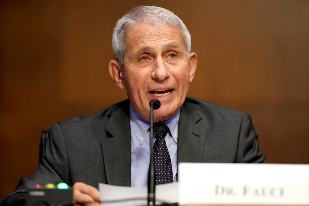 Dr. Anthony Fauci, director of the National Institute of Allergy and Infectious Diseases, at a Senate hearing in Washington on May 11, 2021. (Greg Nash/Pool/Getty Images)