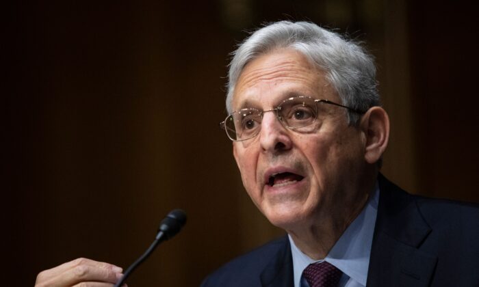 Attorney General Merrick Garland testifies at a Senate Judiciary Committee hearing in Washington on Oct. 27, 2021. (Tom Brenner/AFP via Getty Images)