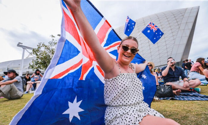 Crowds celebrate Australia Day on day seven of the 2020 Australian Open at Melbourne Park in Australia, on Jan. 26, 2020. (Wayne Taylor/Getty Images)