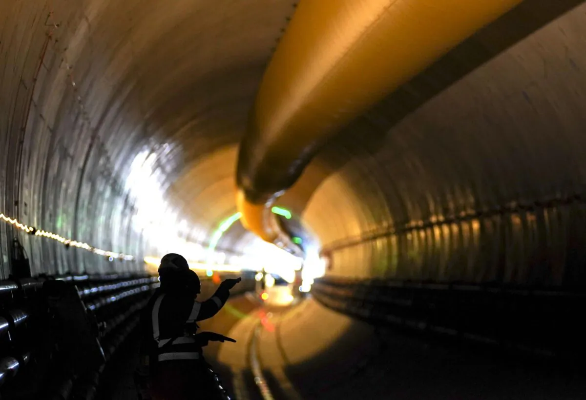 Workers in an HS2 tunnel in Rickmansworth, England in this undated file image. (PA)