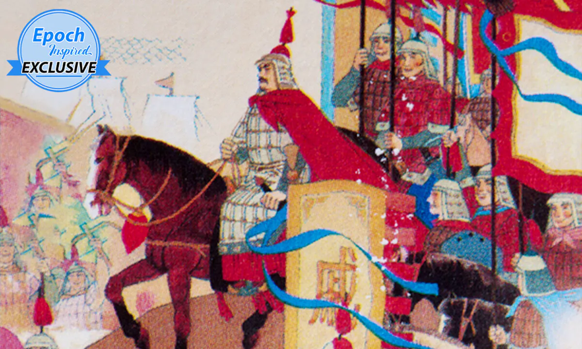 Detail of a postage stamp of Qi Jiguang, a famous general and an outstanding strategist of the Ming Dynasty, who from a young age was taught by his father not to develop the bad habit of indulging in vanity. (Joinmepic/Shutterstock)