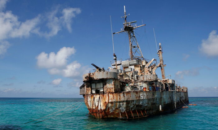 The BRP Sierra Madre, a marooned transport ship that Philippine Marines live on as a military outpost, is pictured in the disputed Second Thomas Shoal, part of the Spratly Islands in the South China Sea, on March 30, 2014. (Erik De Castro/Reuters)