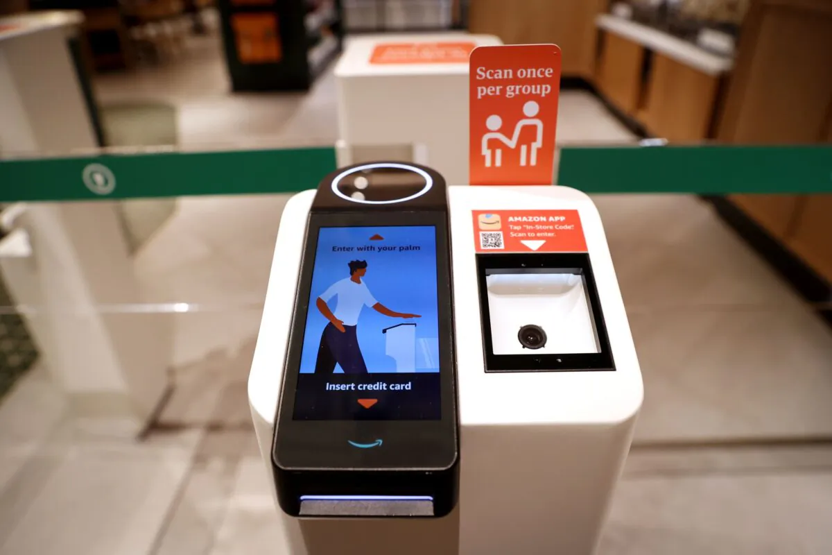 A scanner at an entrance turnstile of a new Starbucks store, its first-ever in partnership with Amazon Go that lets customers check out without a cashier, is pictured during a preview of the store which opens on November 18, 2021, on Manhattan's East side in New York City, N.Y., on Nov. 16, 2021. (Mike Segar/Reuters)