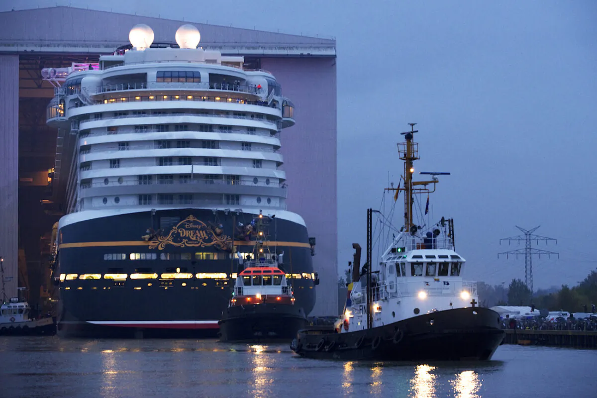 The Disney Dream cruise ship makes its first public appearance in Papenburg, Germany, on Oct. 30, 2010. (Diana Zalucky/Disney via Getty Images)