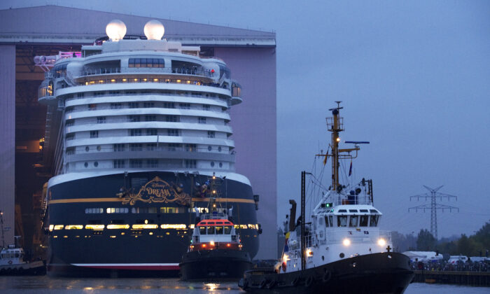 The Disney Dream cruise ship makes its first public appearance in Papenburg, Germany, on Oct. 30, 2010. (Diana Zalucky/Disney via Getty Images)