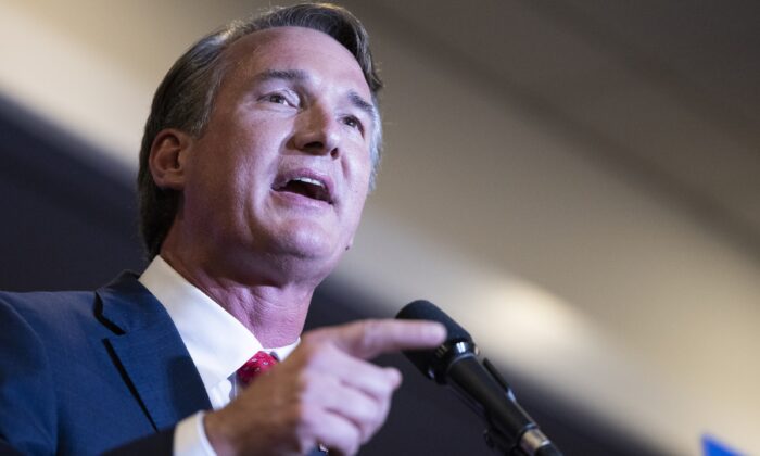 Glenn Youngkin, Virginia's governor-elect, is seen on election night in Chantilly, Va., on Nov. 2, 2021. (Anna Moneymaker/Getty Images)