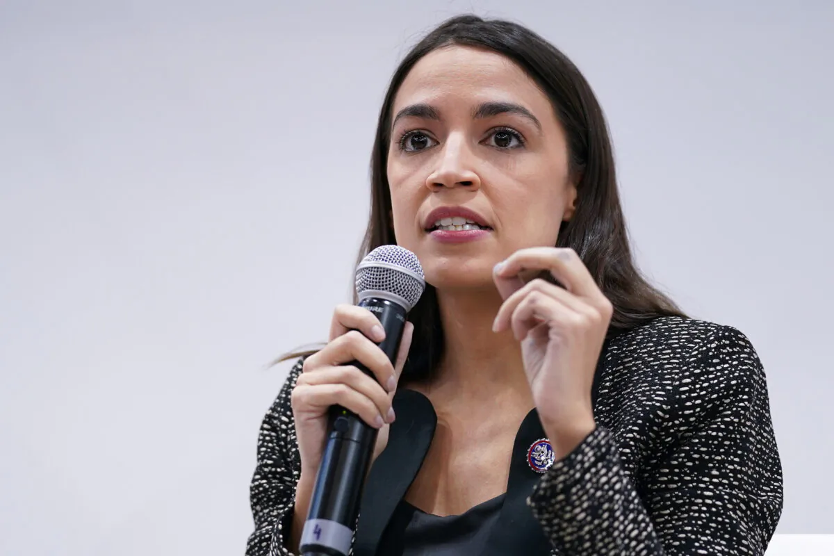 Rep. Alexandria Ocasio-Cortez (D-N.Y.) during a conference on Nov. 9, 2021. (Ian Forsyth/Getty Images)