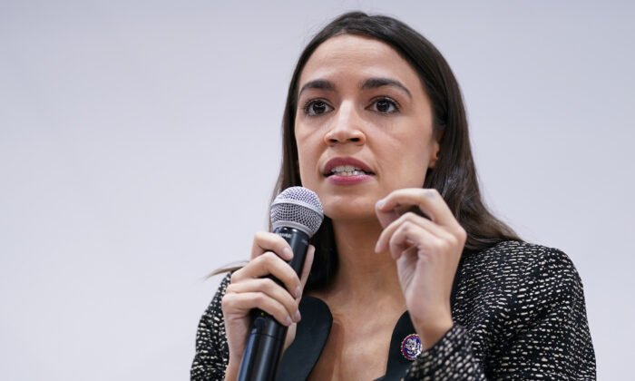 Rep. Alexandria Ocasio-Cortez (D-N.Y.) during a conference on Scotland on Nov. 9, 2021. (Ian Forsyth/Getty Images)