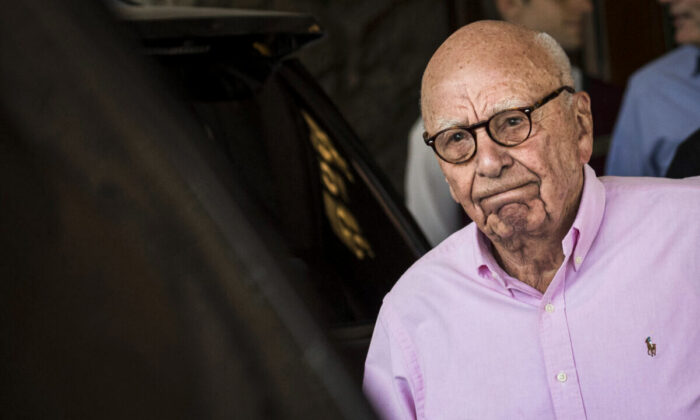 Rupert Murdoch, chairman of News Corp and co-chairman of 21st Century Fox, arrives at the Sun Valley Resort of the annual Allen & Company Sun Valley Conference in Sun Valley, Idaho, on July 10, 2018. (Drew Angerer/Getty Images)