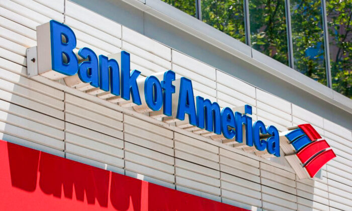 The Bank of America logo outside a branch in Washington on July 9, 2019. (Alastair Pike/AFP/Getty Images)