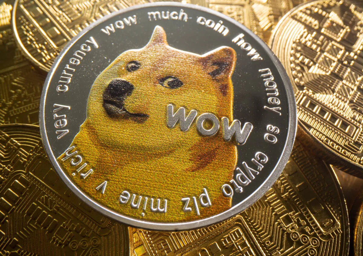 A representation of cryptocurrency Dogecoin in this illustration taken on Aug. 6, 2021. (Dado Ruvic/Reuters)