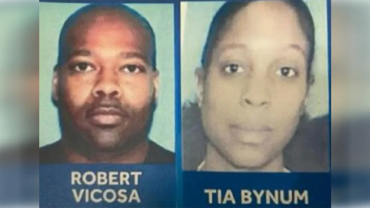 This image provided by the Baltimore County Police Department show former Maryland County Police Officer Robert Vicosa and Baltimore County Police Sgt. Tia Bynum, on Nov. 18, 2021. (Baltimore County Police Department via AP)
