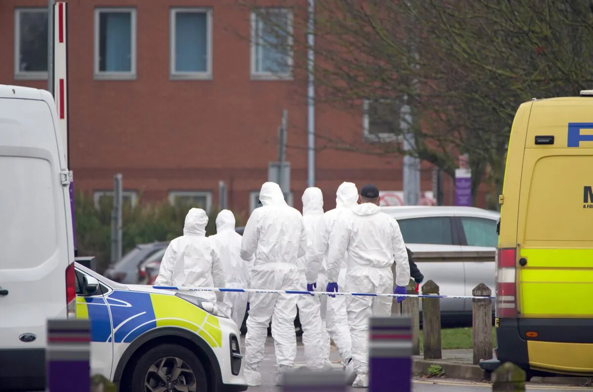 Forensic officers at Liverpool Women’s Hospital. (Peter Byrne/PA)