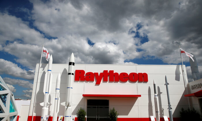  Raytheon stand at the 53rd International Paris Air Show at Le Bourget Airport near Paris, France, on June 21, 2019. (Pascal Rossignol/Reuters)