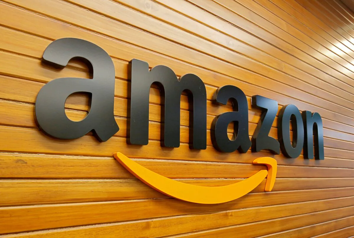 The logo of Amazon is pictured inside the company's office in Bengaluru, India, on April 20, 2018. (Abhishek N. Chinnappa/Reuters, File Photo)