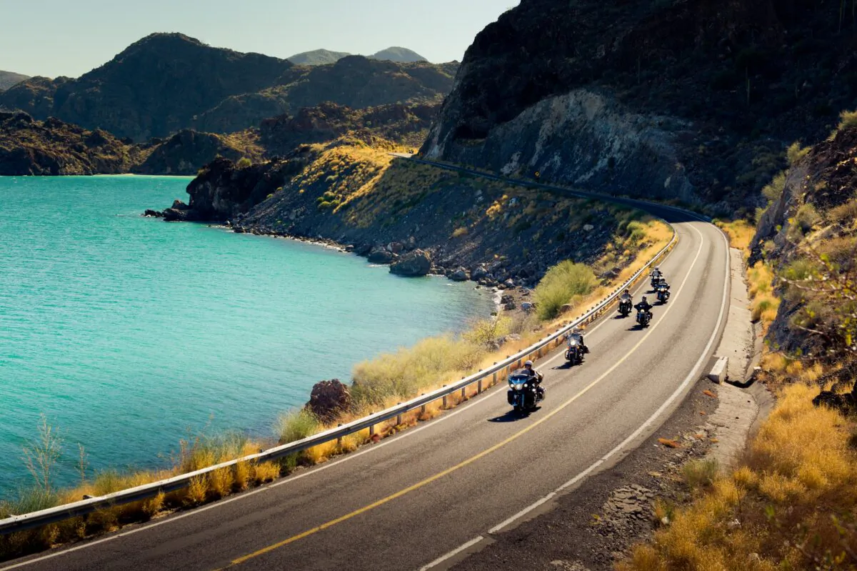 Motorcycle tourers enjoy unsurpassed views of the passing scenery. (Courtesy of Eagle Rider)