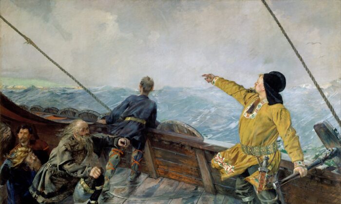 "Leif Eriksson Discovers America," 1893, by Christian Krohg. (Public domain)