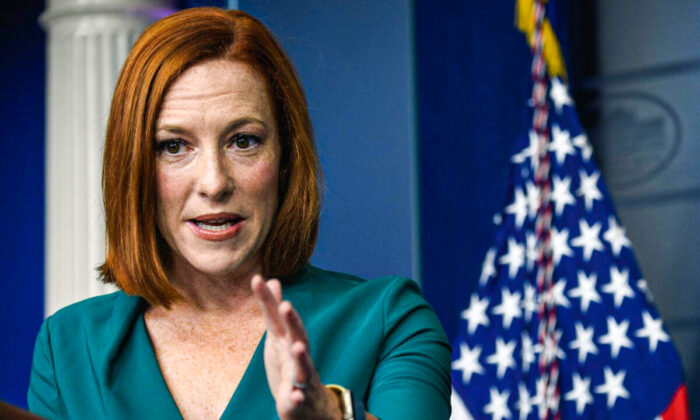 White House Press Secretary Jen Psaki speaks during the daily press briefing at the White House in Washington on Oct. 6, 2021. (Nicholas Kamm/AFP via Getty Images)