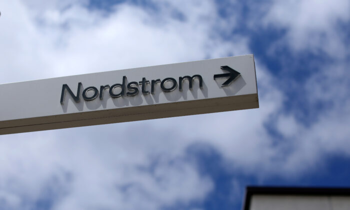 A sign directs shoppers to a Nordstrom store at a shopping mall in La Jolla, Calif., on May 17, 2017. (Mike Blake/Reuters)