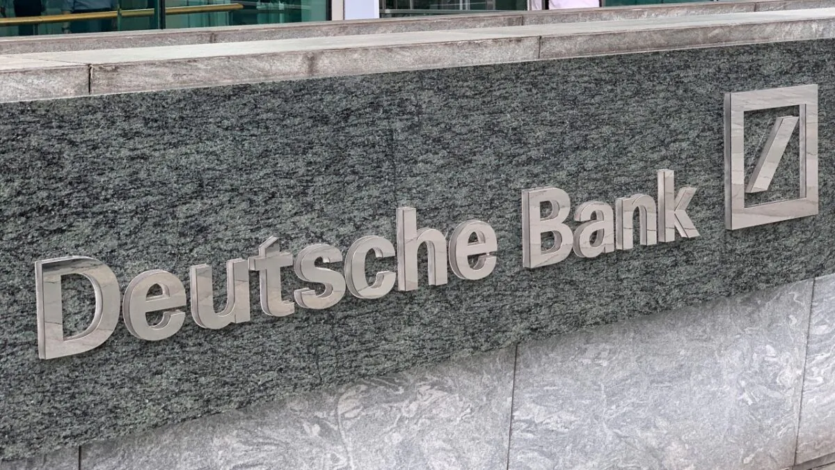 The logo of Deutsche bank is seen in Hong Kong, on July 8, 2019. (Tyrone Siu/Reuters)