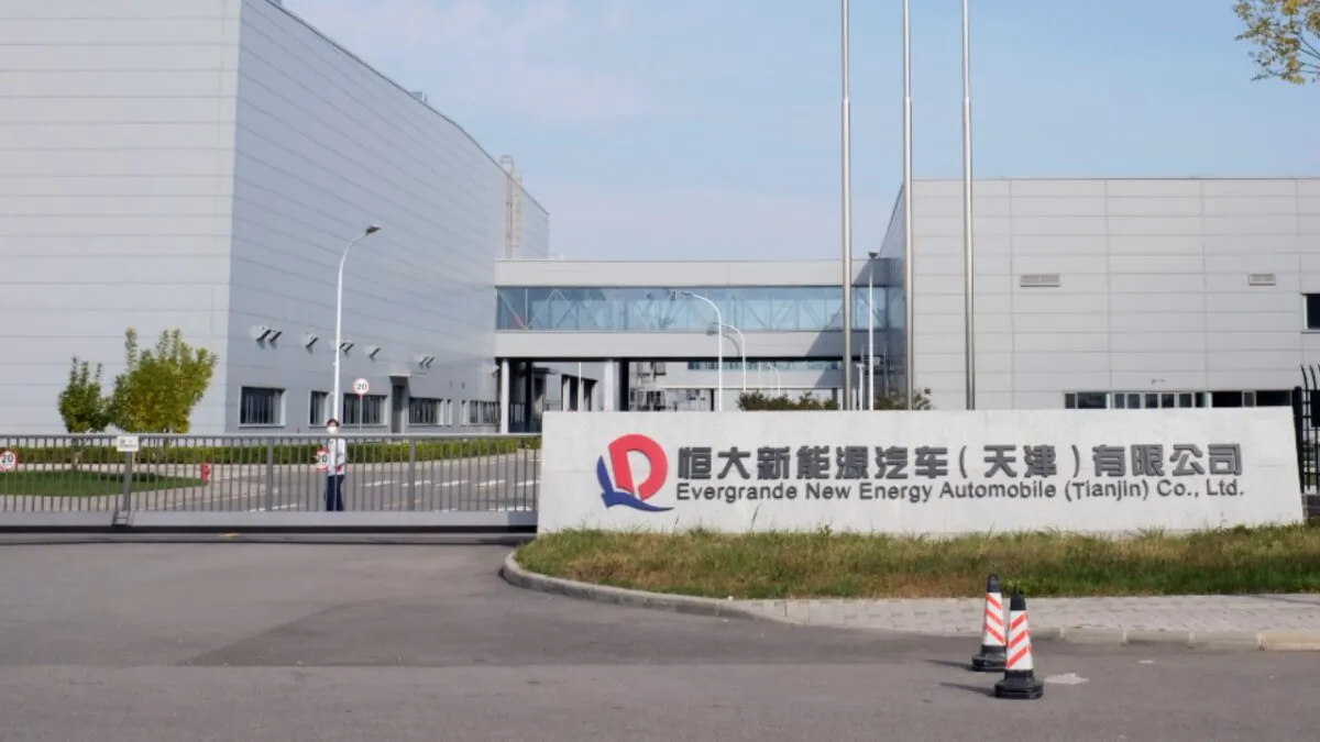 A view of the electric vehicle (EV) factory of China Evergrande New Energy Vehicle Group in Tianjin, China, on Oct. 20, 2021. (Yilei Sun/Reuters)