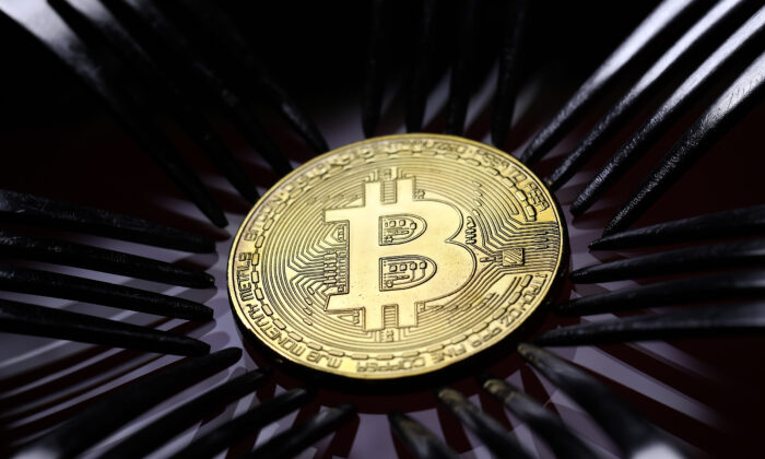 A visual representation of the digital cryptocurrency Bitcoin in London, England, on Dec. 7, 2017. (Dan Kitwood/Getty Images)