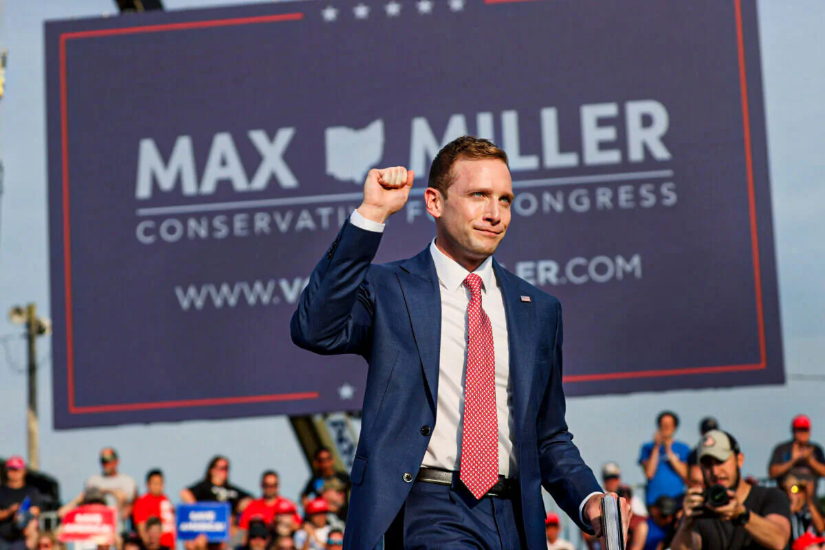 Max Miller arrives at a rally with former President Donald Trump at the Lorain County Fairgrounds in Wellington, Ohio, on June 26, 2021. (Scott Olson/Getty Images)