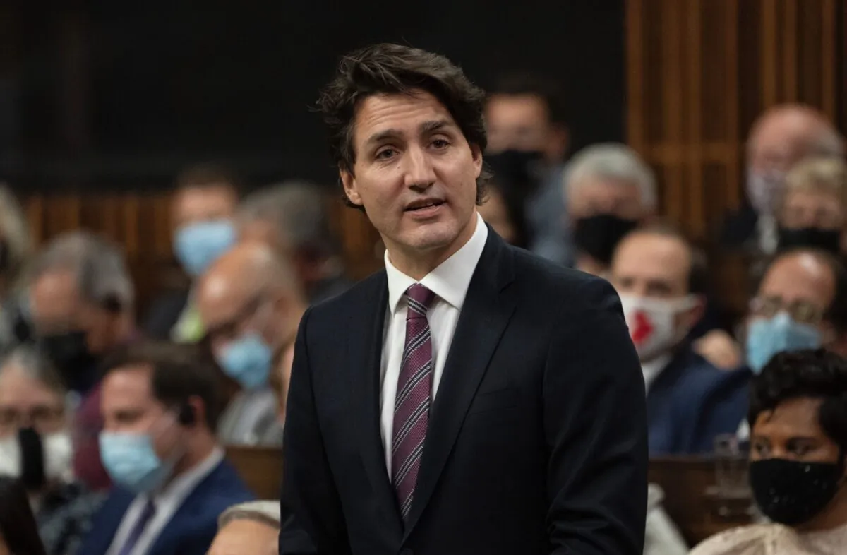 Prime Minister Justin Trudeau speaks in the House of Commons in Ottawa on Nov. 22,  2021. (The Canadian Press/Adrian Wyld)