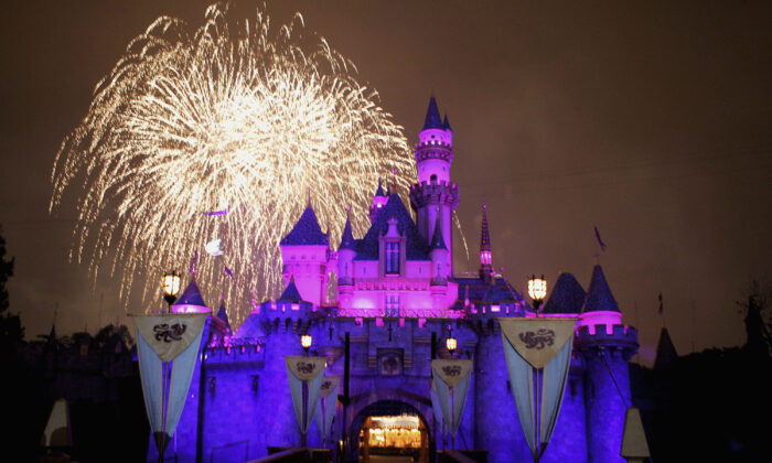 Fireworks explode over  Sleeping Beauty Castle at Disneyland in Anaheim, Calif., on May 4, 2005. (Frazer Harrison/Getty Images)