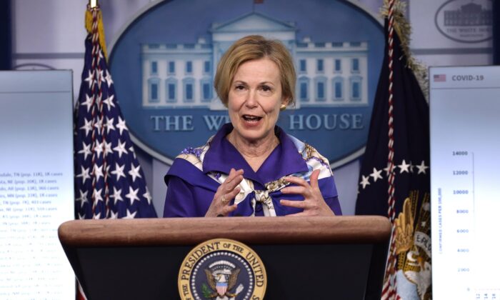 White House coronavirus response coordinator Deborah Birx speaks during a news briefing at the James Brady Press Briefing Room of the White House in Washington on May 22, 2020. (Alex Wong/Getty Images)