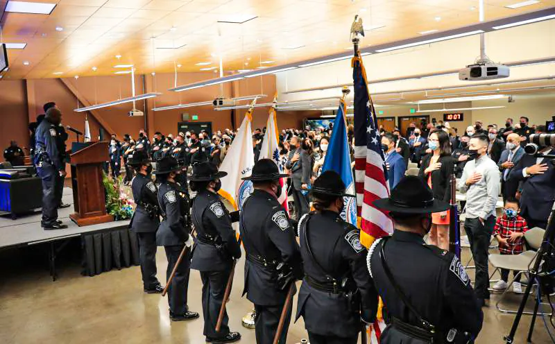 U.S. Customs and Border Protection hosted a Change of Command Ceremony to instate Cheryl Davies as Port Director for the Los Angeles International Airport at the Joint Forces Training Base in Los Alamitos, Calif. on Nov. 22, 2021. (Courtesy of U.S. Customs and Border Protection)