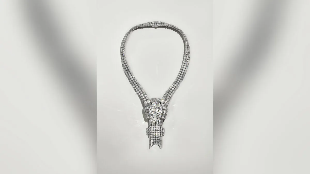 "The World's Fair Necklace" is unveiled in Dubai, on Nov. 22, 2021. (Tiffany's & Co)