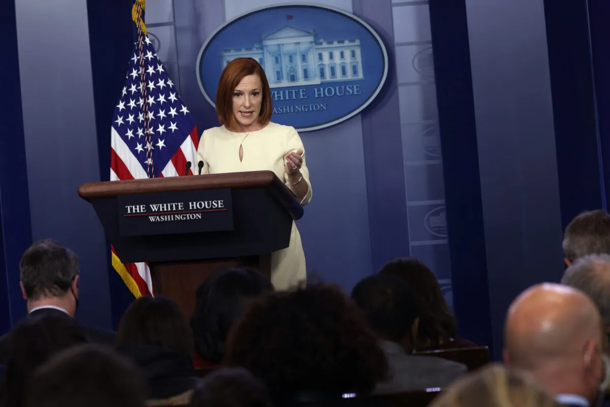White House press secretary Jen Psaki speaks to reporters in Washington on Nov. 23, 2021. (Alex Wong/Getty Images)