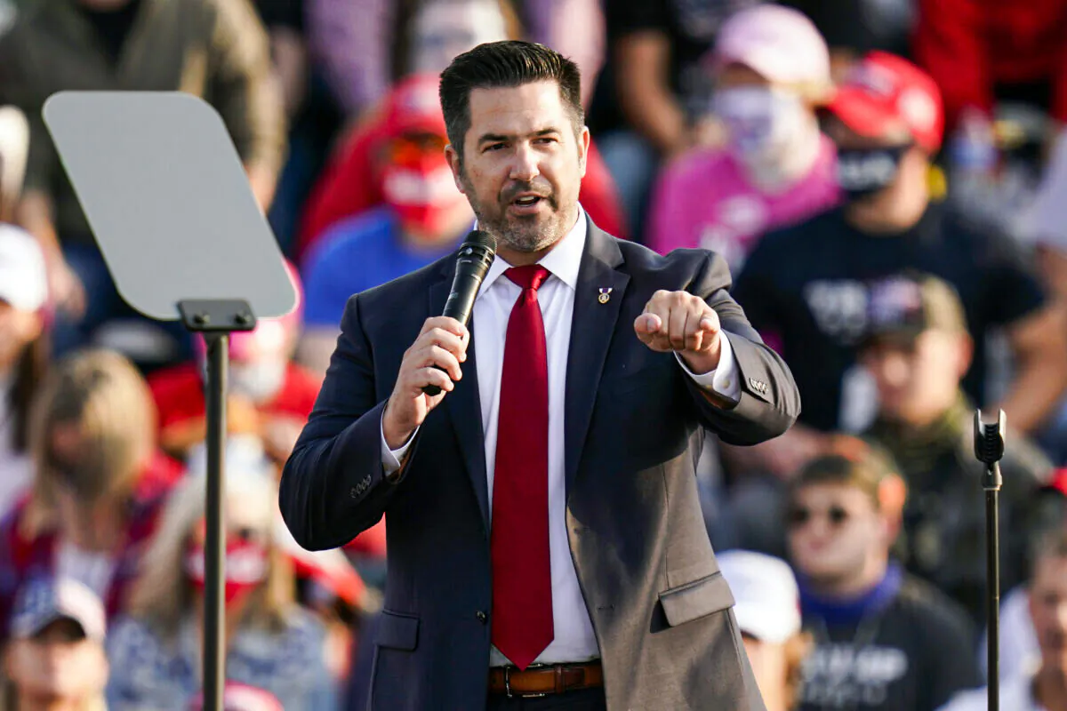Pennsylvania Republican congressional candidate Sean Parnell is seen during a campaign rally in Moon Township, Pa., on Sept. 22, 2020. (Keith Srakocic/AP Photo)
