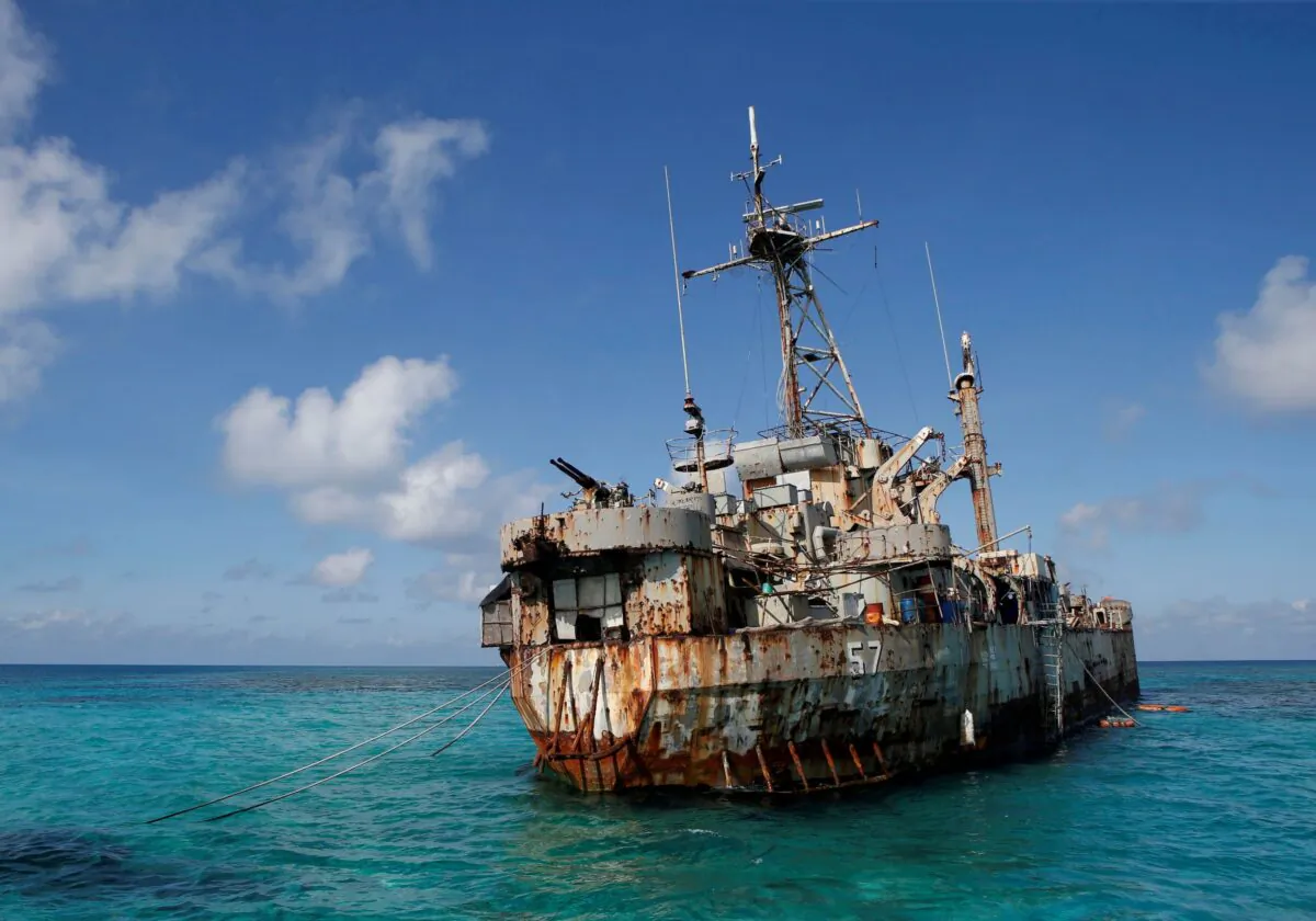 The 'BRP Sierra Madre', a marooned transport ship which Philippine Marines live on as a military outpost, is pictured in the disputed Second Thomas Shoal, part of the Spratly Islands in the South China Sea on March 30, 2014. (Erik De Castro/Reuters)