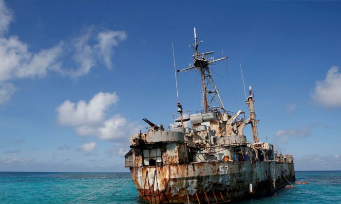  BRP Sierra Madre, a marooned transport ship which Philippine Marines live on as a military outpost, is pictured in the disputed Second Thomas Shoal, part of the Spratly Islands in the South China Sea on March 30, 2014. (Erik De Castro/Reuters)
