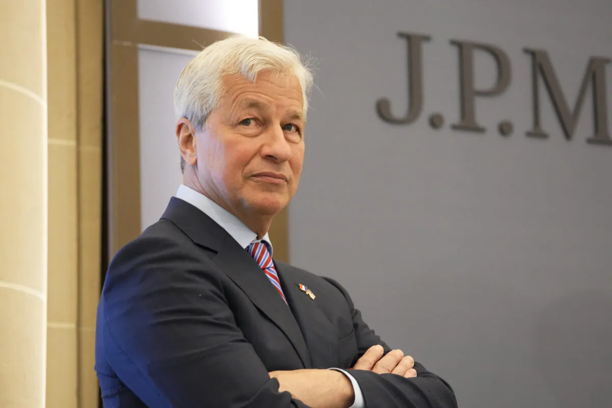 JPMorgan CEO Jamie Dimon during the inauguration the new French headquarters of JPMorgan bank in Paris on June 29, 2021. (Michel Euler/Pool via AP)