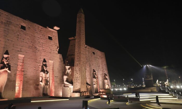 A view of the entrance of the Temple of Luxor ahead of the reopening ceremony of the Avenue of Sphinxes in Luxor, Egypt, on Nov. 25, 2021. (Mohamed El-Shahed/AP Photo)