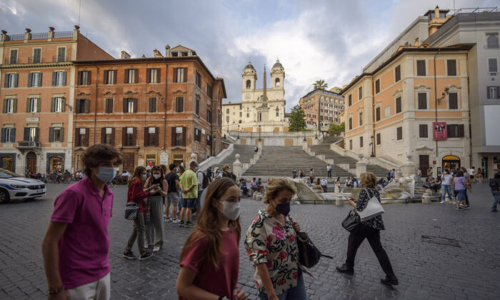 People at the Piazza di Spagna in Rome, Italy, on June 7, 2021. (Antonio Masiello/Getty Images)