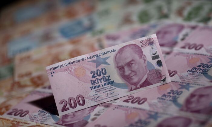 Turkish lira banknotes are seen in this illustration taken in Istanbul, Turkey, on Nov. 23, 2021. (Murad Sezer/Illustration/Reuters)
