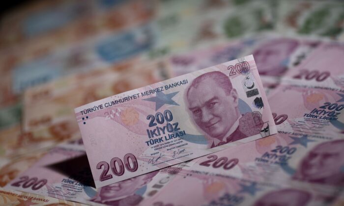 Turkish lira banknotes are seen in this illustration taken in Istanbul, Turkey on Nov. 23, 2021. (Murad Sezer/Illustration/Reuters)