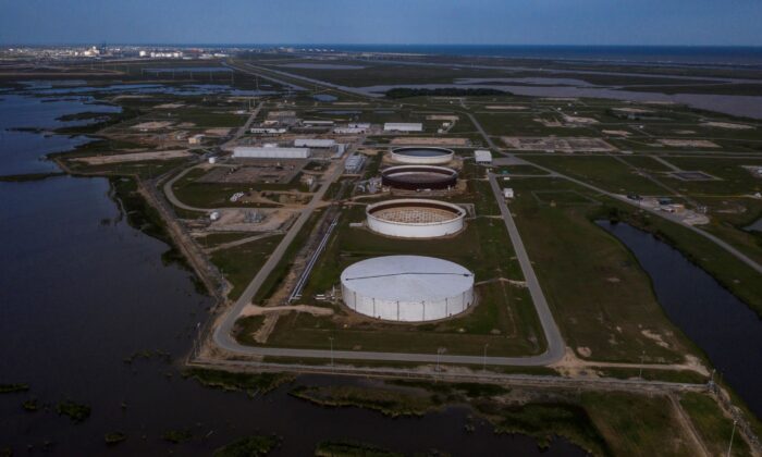 The Bryan Mound Strategic Petroleum Reserve, an oil storage facility, is seen in this aerial photograph over Freeport, Texas on April 27, 2020. (Adrees Latif/Reuters)
