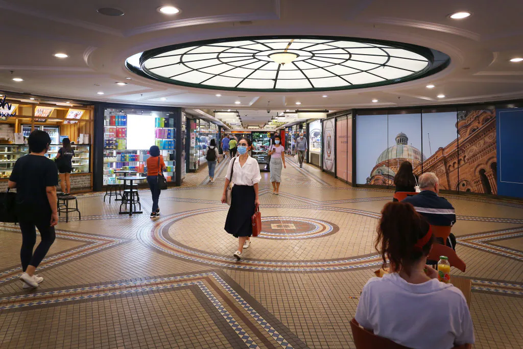 Shoppers move through the QVB shopping area in Sydney, Australia, on Nov. 8, 2021. (Lisa Maree Williams/Getty Images)