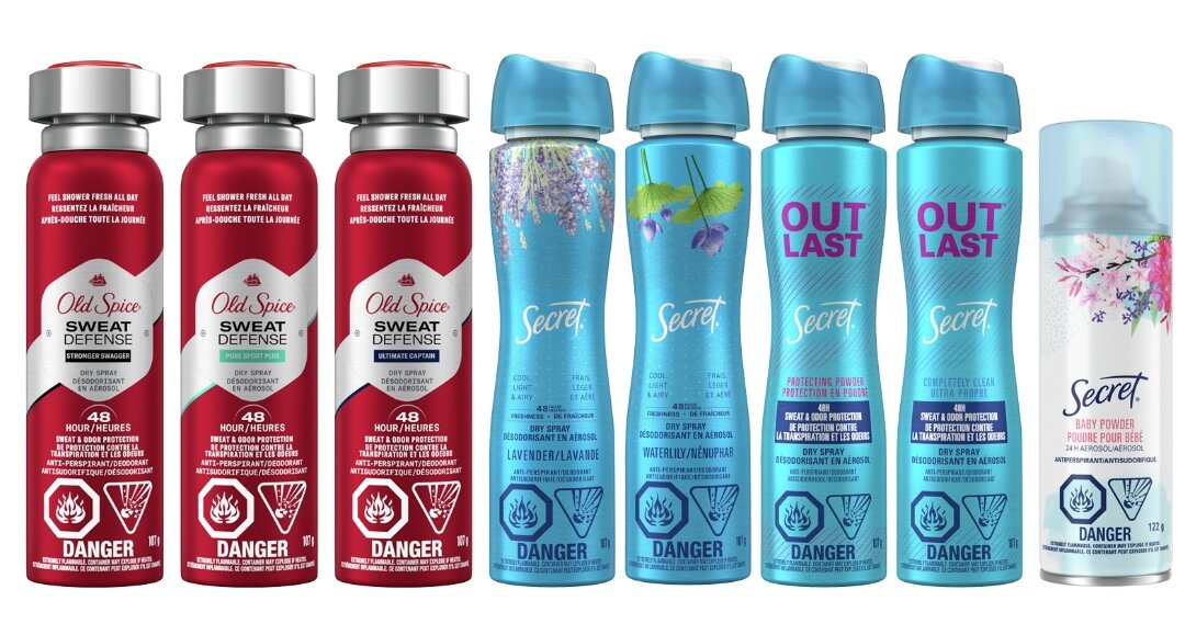 Specific Products included in Voluntary P&G Aerosol Spray Antiperspirant Recall
(Business Wire)