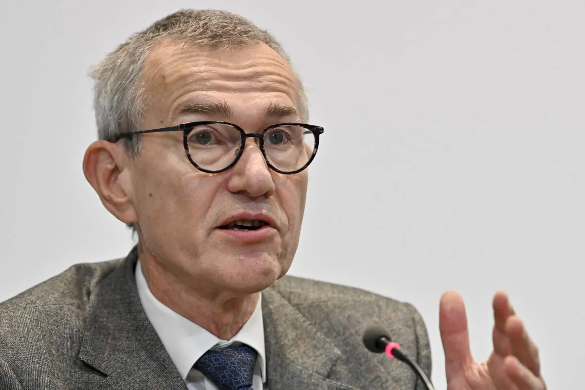 Belgian Public Health and Social Affairs Minister Frank Vandenbroucke pictured during a press conference after a meeting of the consultative committee with ministers of the Federal government, the regional governments and the community governments in Brussels, Belgium, on Nov. 26 2021. (Dirk Waem/BELGA MAG/AFP via Getty Images)